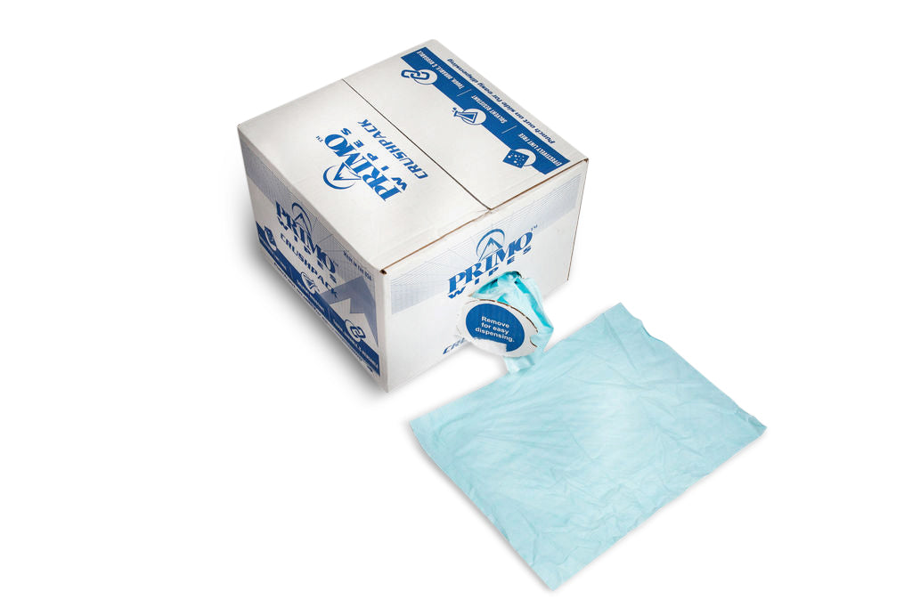 Primo® Wipes Blue Shop Towels Crushpack Telesto Products