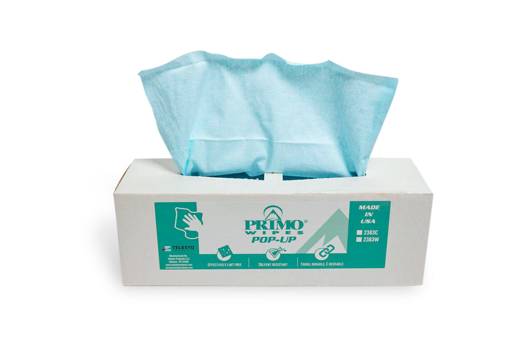 Primo® Wipes Blue Shop Towels Pop-Up Box Telesto Products LLC