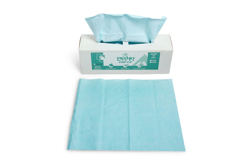 Primo® Wipes Blue Shop Towels Pop-Up Box Telesto Products LLC