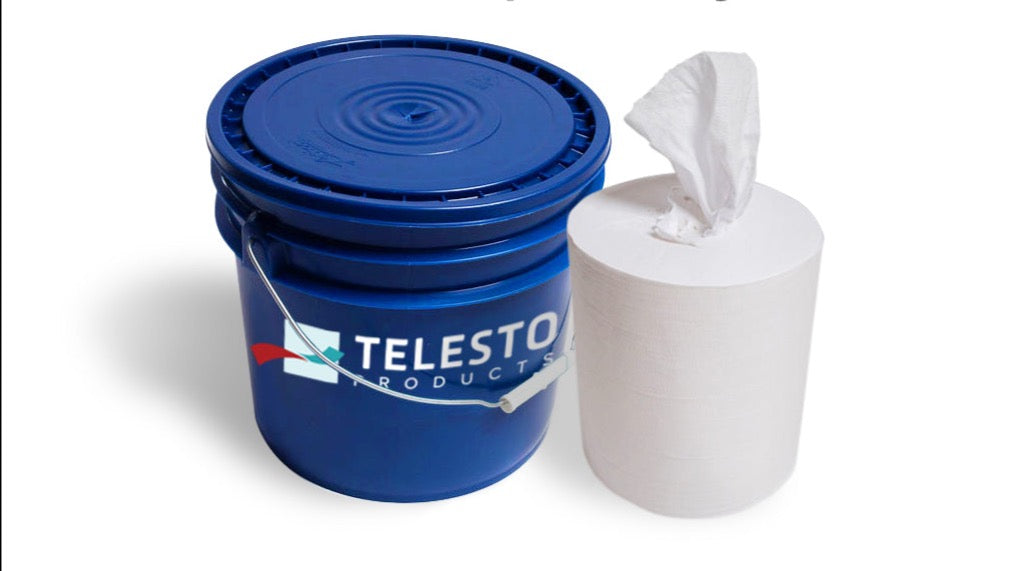 Blue Bucket & 300 Spunlace Prep Wipes Telesto Products LLC