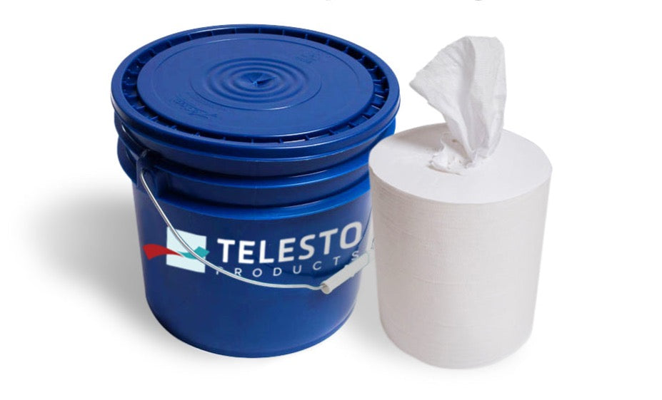 White Wipes Creped Roll (Bucket Refill) Telesto Products