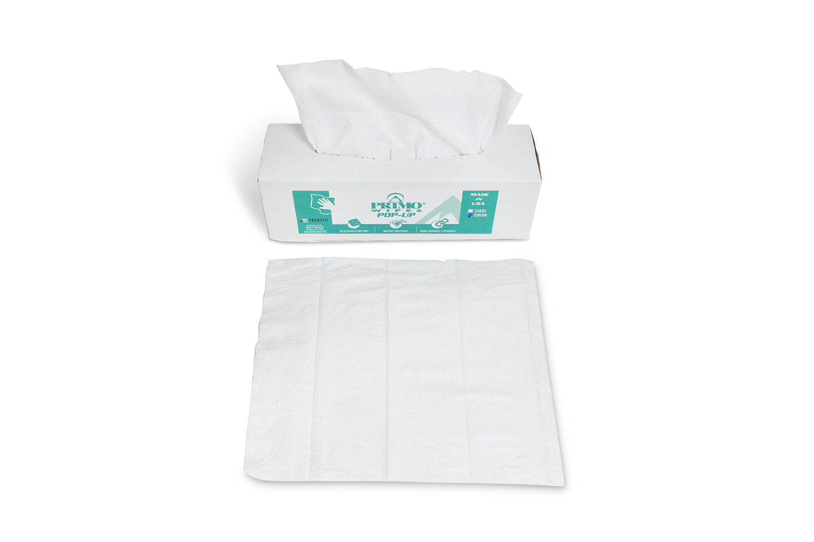 Primo® Wipes White Shop Towels Pop-Up Box Telesto Products LLC