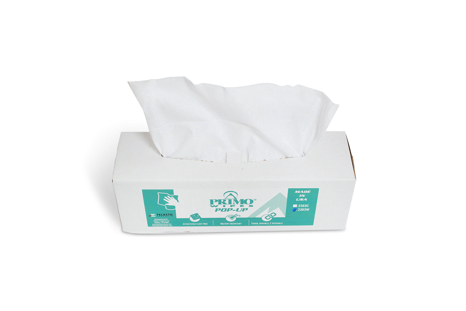 Primo® Wipes White Shop Towels Pop-Up Box Telesto Products LLC